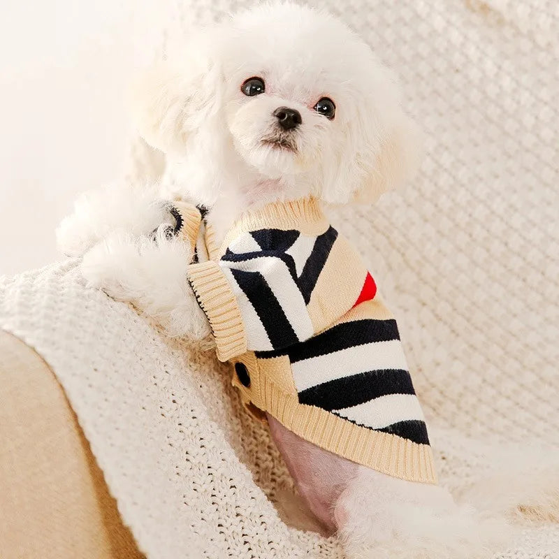 Striped Cardigan Sweater For Dog or Cat