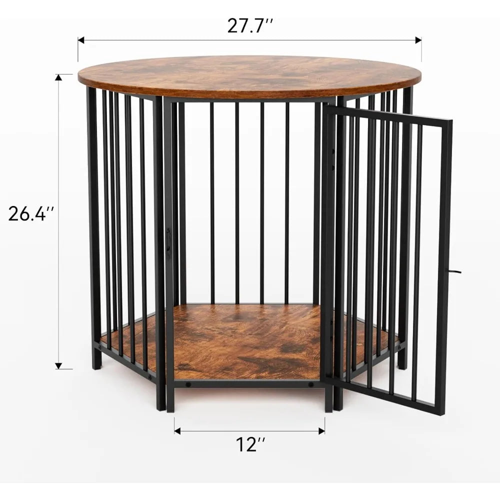 Dog Crate Furniture, Hexagonal Wooden Pet House Dog Crate End Table, Indoor Decorative Dog Kennel Furniture, for Small and Mediu