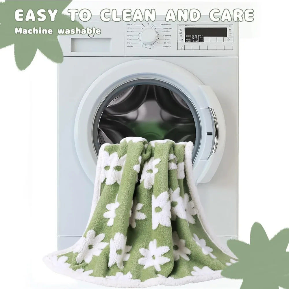 Waterproof Pet Blanket for Medium to Large Dogs. Washable, Fluffy, Thick Jacquard Shag Fleece. Warm Sherpa 3D Textured Flower Print.