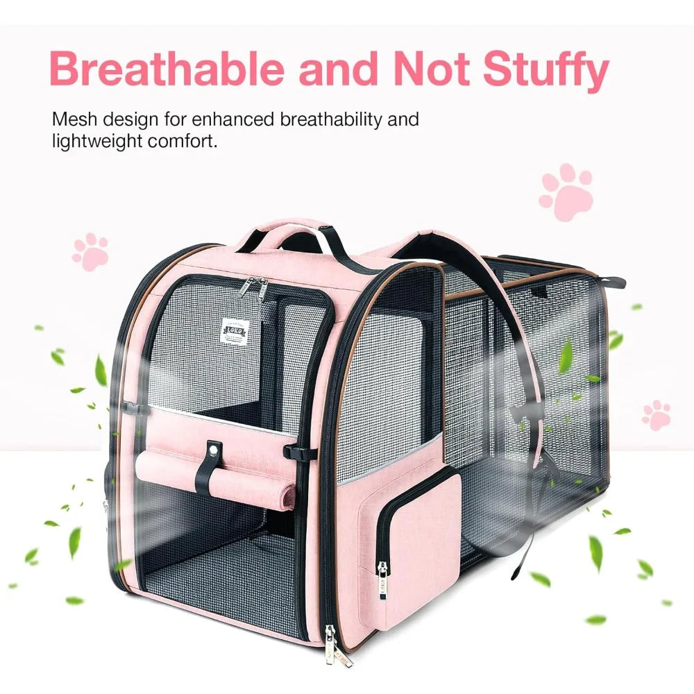 Large Cat Backpack Carrier Expandable Foldable Pet Carrier Backpack for Small Dogs Puppy Medium Cats Fit Up to 18 Lbs