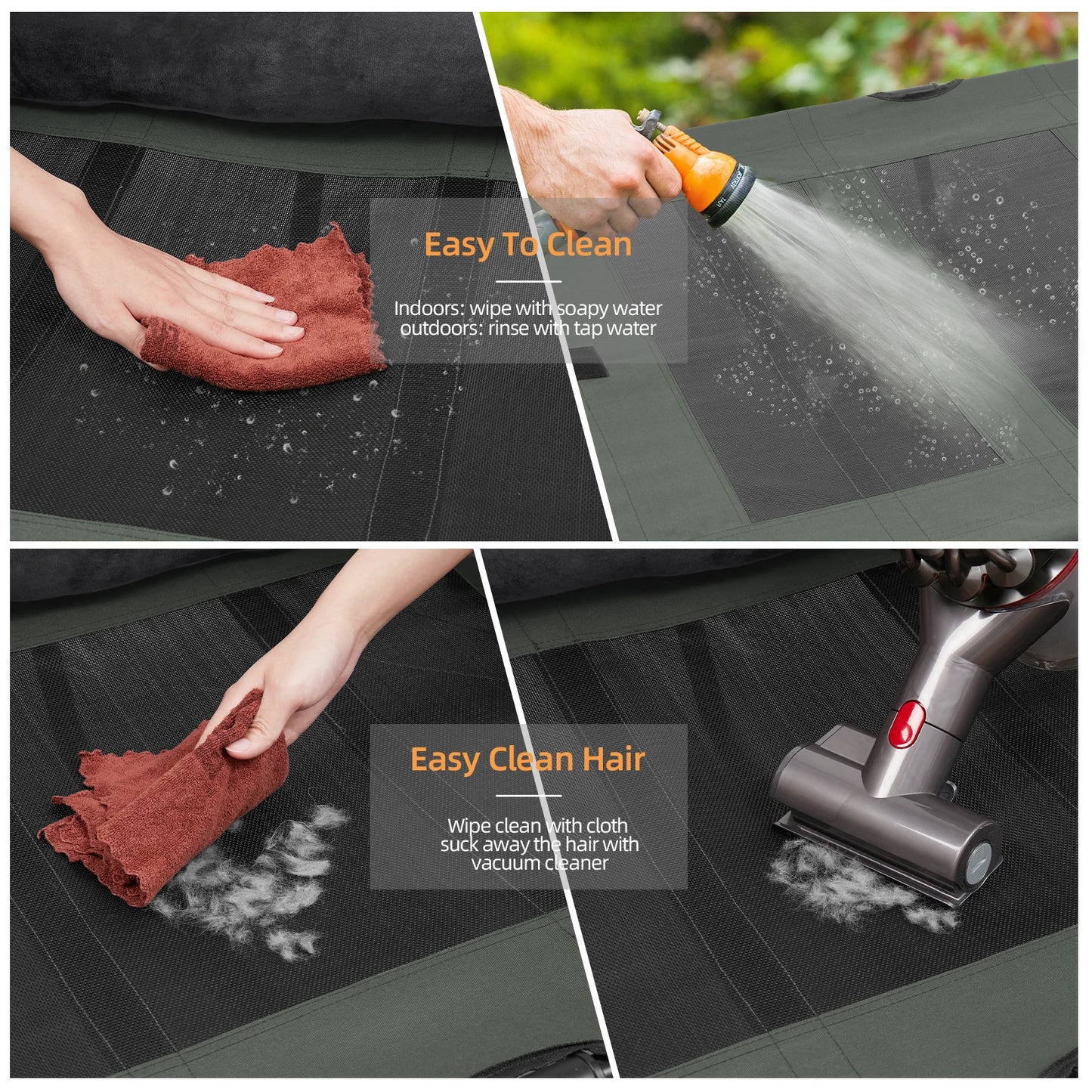 Indoor/Outdoor Elevated Pet Lounger Bed with Detachable Plush Bolster.
Cooling, Summer, L XL 2XL