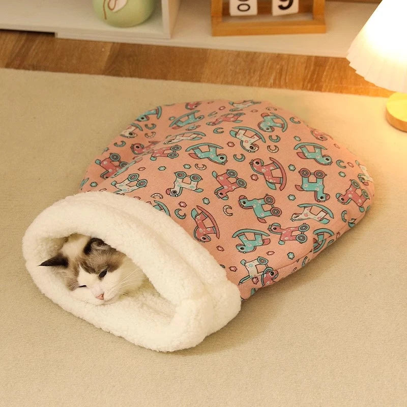Cat Sleeping Bag Soft winter Fluffy Feel Thickened Pet Pocket Type Quilt Bed Soft Comfortable Warm Nest Pet Supplies