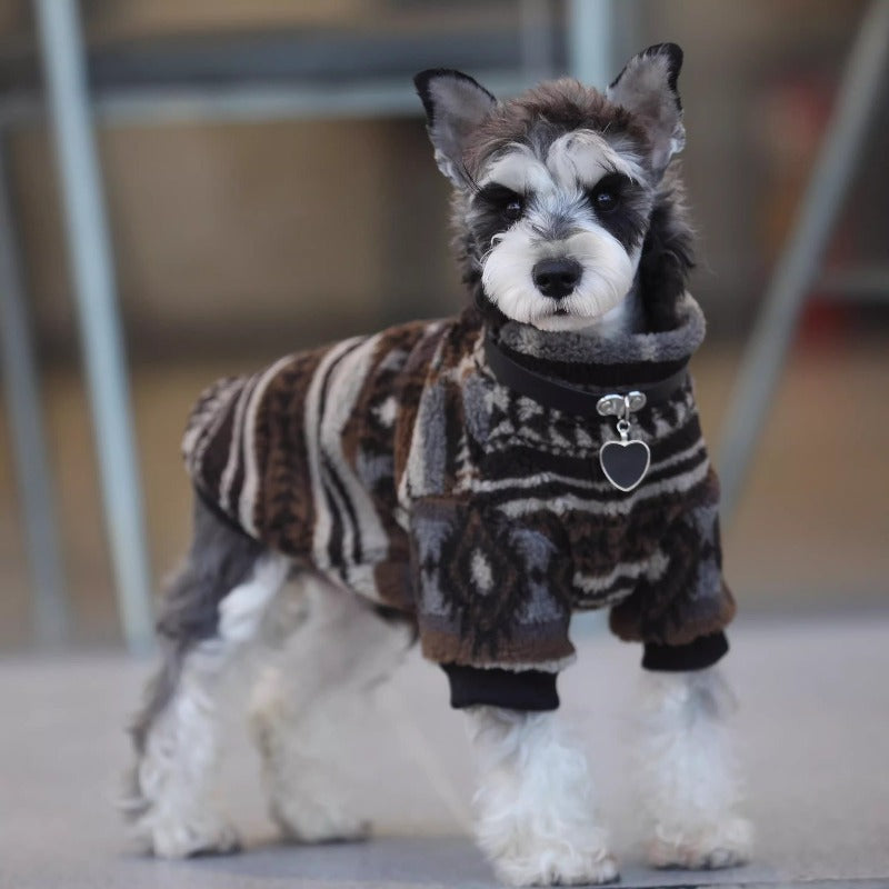 Fashionable and Cute Trendy Two-legged Dog Clothing, Autumn and Winter Padded Warm Jacket with Thick Lamb Fleece, Schnauzer and Bichon Frise Coat, Christmas Gift.