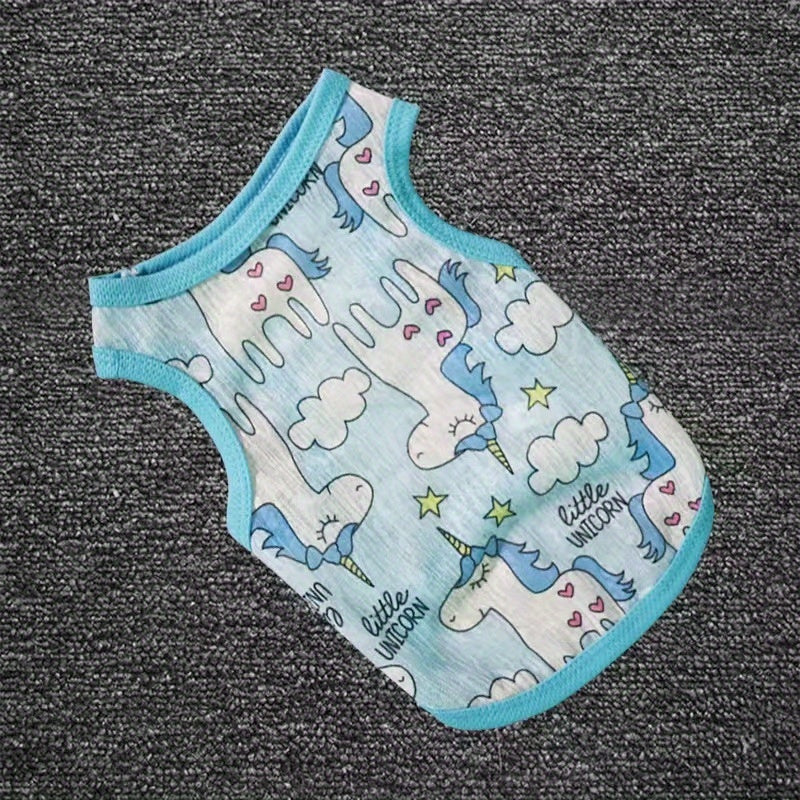 7pcs/ 8pcs/ 16PCSDog Vest Set, Cute Puppy And Cat Vest, Cartoon Design Pet Vest T-shirt, Spring/Summer Clothes for Small And Extra-Small Dogs, Pet Apparel Suitable for Yorkshire Terriers, Maltese, Bichons, Pomeranians And Chi