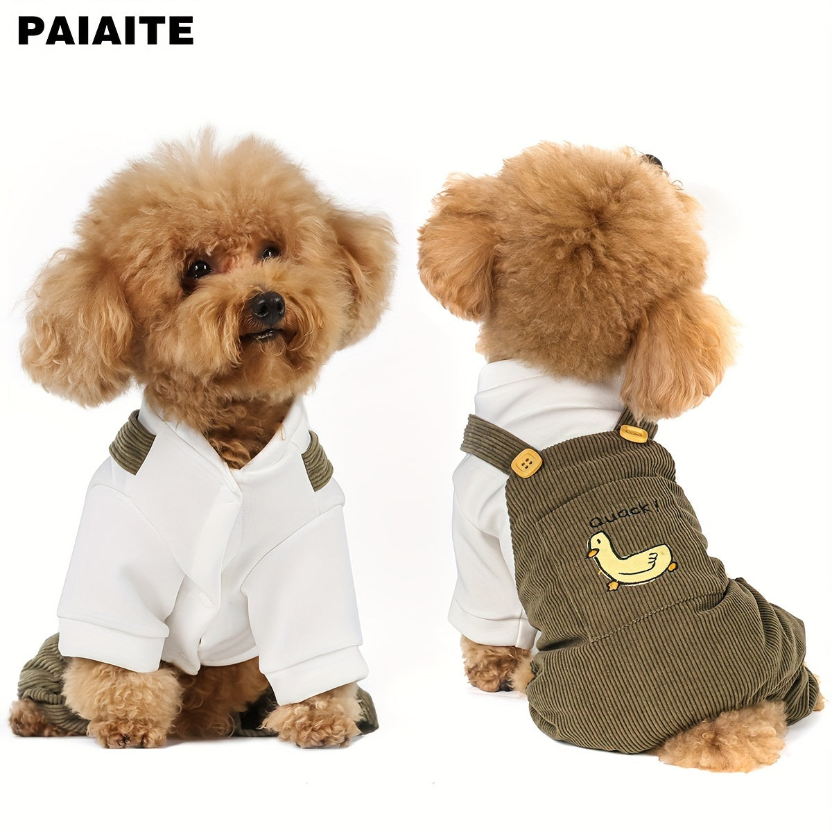 Chic Duck Print Dog Jumpsuit - Comfortable & Stylish Pet Outfit for Small to Large Breeds, Perfect for Casual Attire and Special Occasions Designer Dog Clothes Designer Clothes For Small Dogs