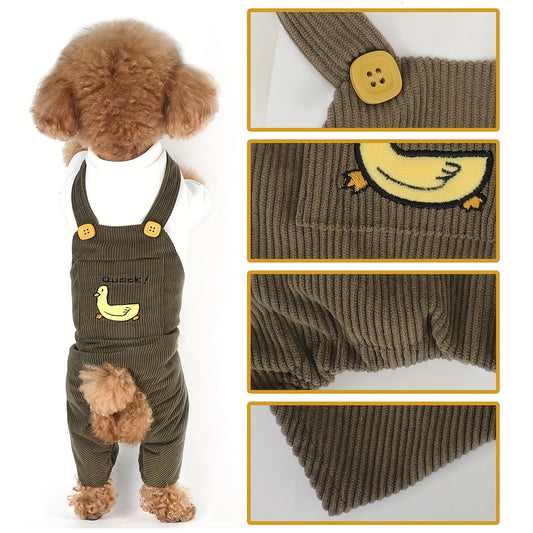 Chic Duck Print Dog Jumpsuit - Comfortable & Stylish Pet Outfit for Small to Large Breeds, Perfect for Casual Attire and Special Occasions Designer Dog Clothes Designer Clothes For Small Dogs