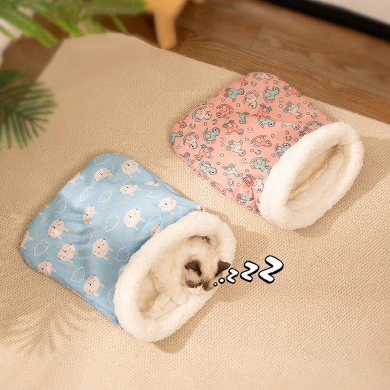 Cat Sleeping Bag Soft winter Fluffy Feel Thickened Pet Pocket Type Quilt Bed Soft Comfortable Warm Nest Pet Supplies