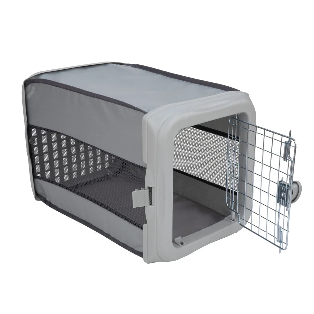 Collapsible Pop-up Dog Kennel Portable Travel Crate with Metal Gate Mesh Ventilation Easy Storage Indoor Outdoor Use