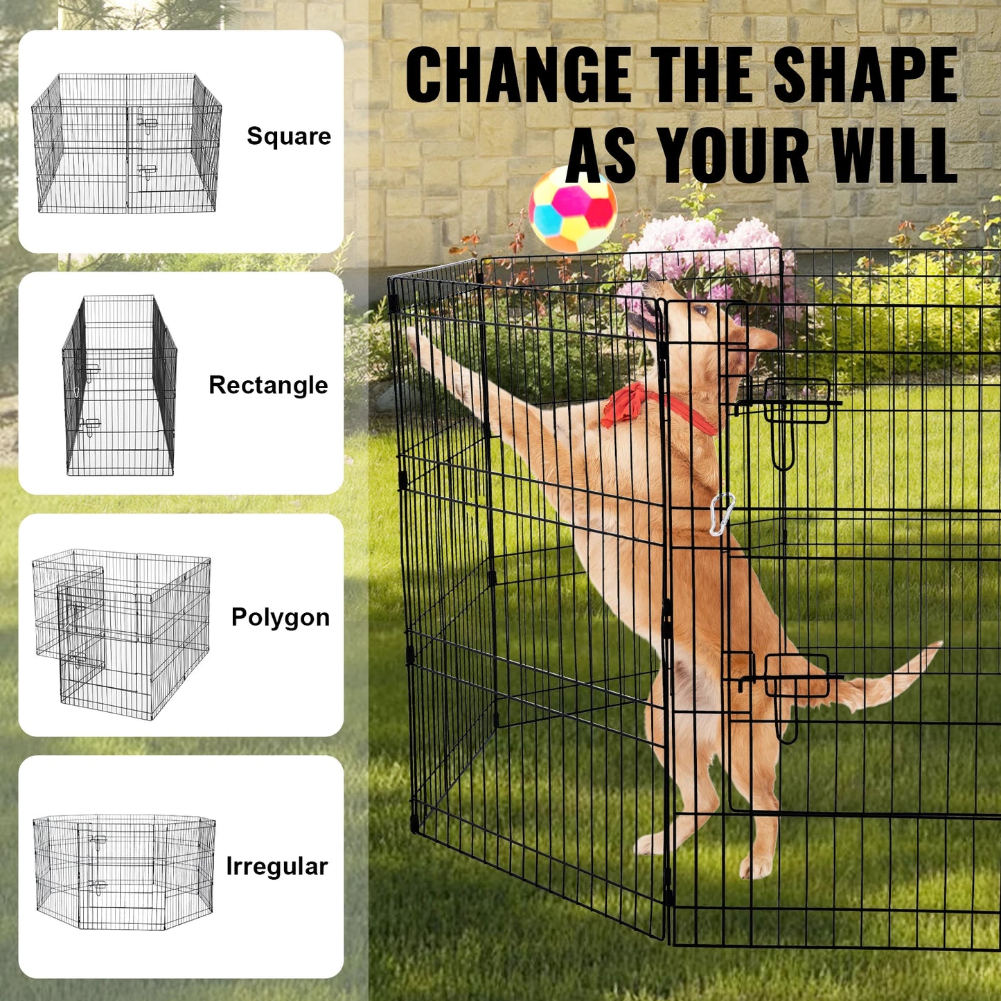 VEVOR Dog Playpen Foldable Metal Pet Exercise Pen Dog Fence Indoor and Outdoor Pen with 600D Oxford Fabric Top Cover for Dogs
