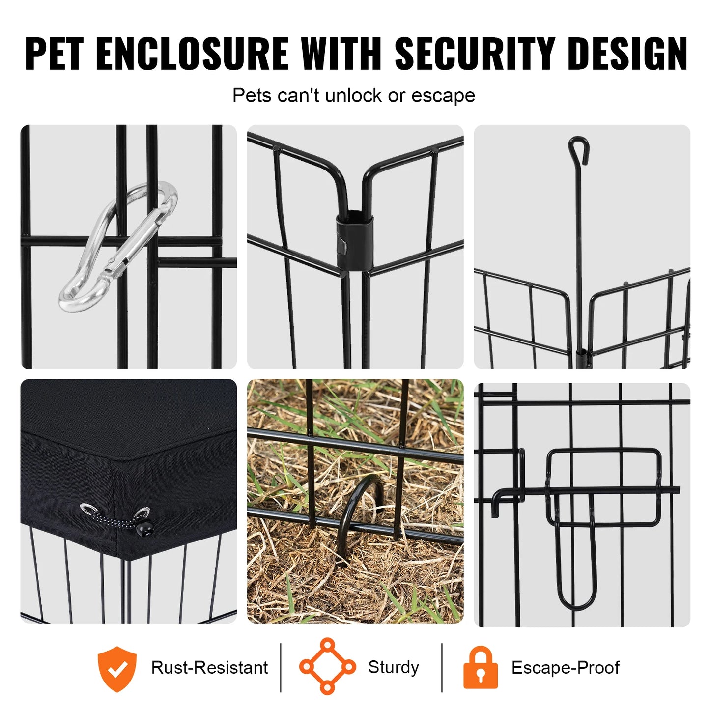 VEVOR Dog Playpen Foldable Metal Pet Exercise Pen Dog Fence Indoor and Outdoor Pen with 600D Oxford Fabric Top Cover for Dogs