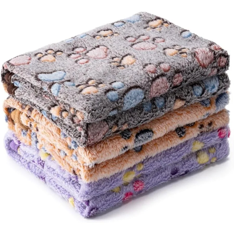 1 Pack 3 Blankets Super Soft Fluffy Premium Fleece Pet Blanket 
Paw Printed Throw for Dog Cat Small 23x16''