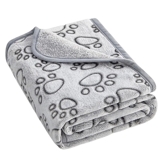 Soft Warm Paw Print Blanket for Dogs or Cats  
Washable Pet Blanket