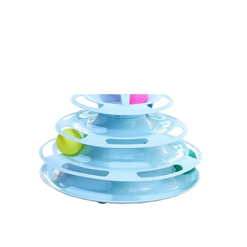 Three-Layer Ball Cat Toy .  Interactive educational track toy cat space tower play