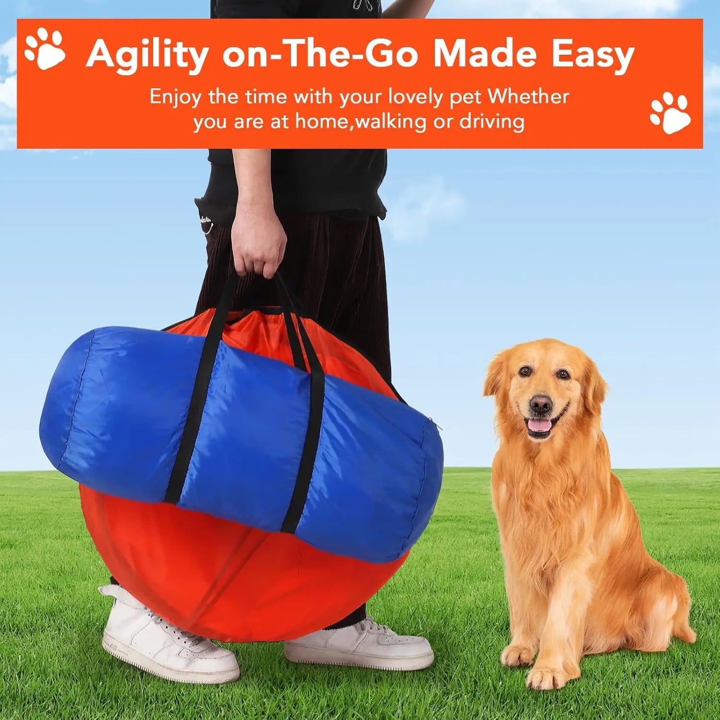 87 Pcs Dog Agile Training Equipment Set 
Obstacle Course Kit with 70" Tunnel, Tire Jump, Hurdle Jump, Weave Poles for Outdoor