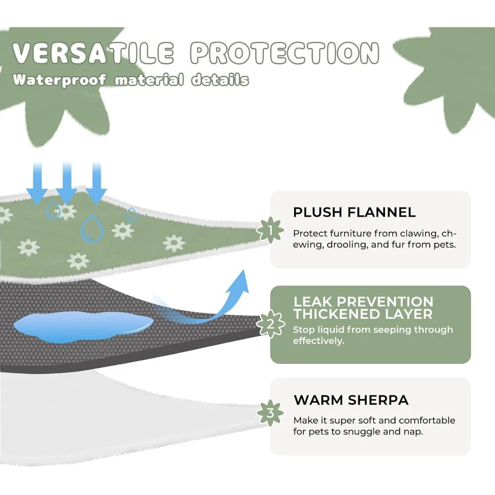 Waterproof Pet Blanket for Medium to Large Dogs.  Washable, Fluffy, Thick Jacquard Shag Fleece.  Warm Sherpa 3D Textured Flower Print.