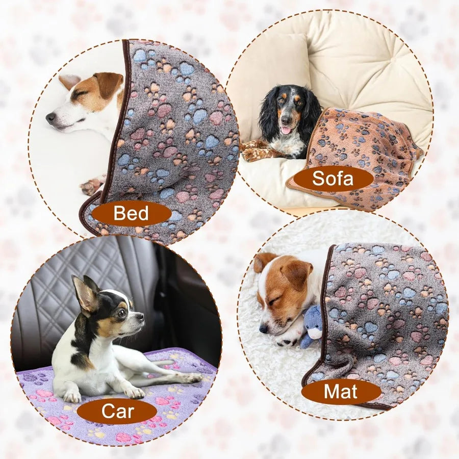 1 Pack 3 Blankets Super Soft Fluffy Premium Fleece Pet Blanket 
Paw Printed Throw for Dog Cat Small 23x16''