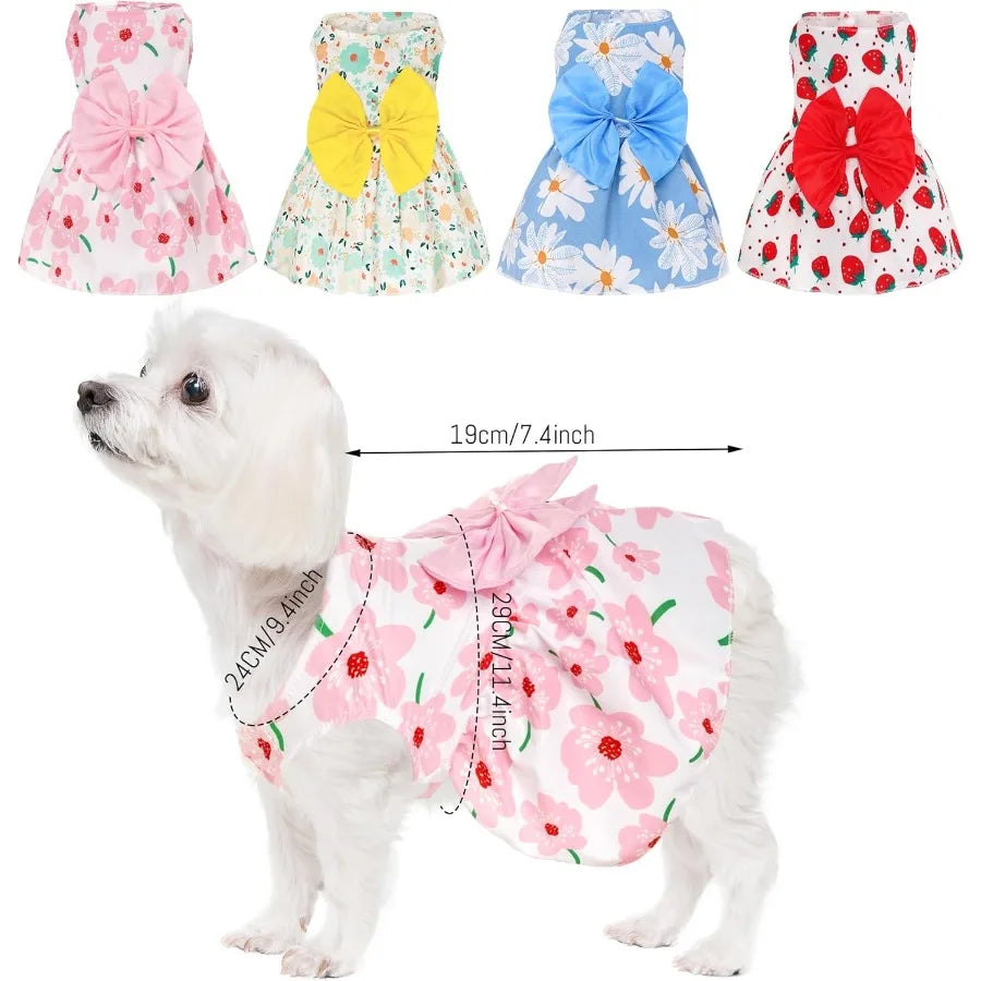 4pcs Cute Pet Dress For Puppy or Small Cats 
Fashionable and Comfortable