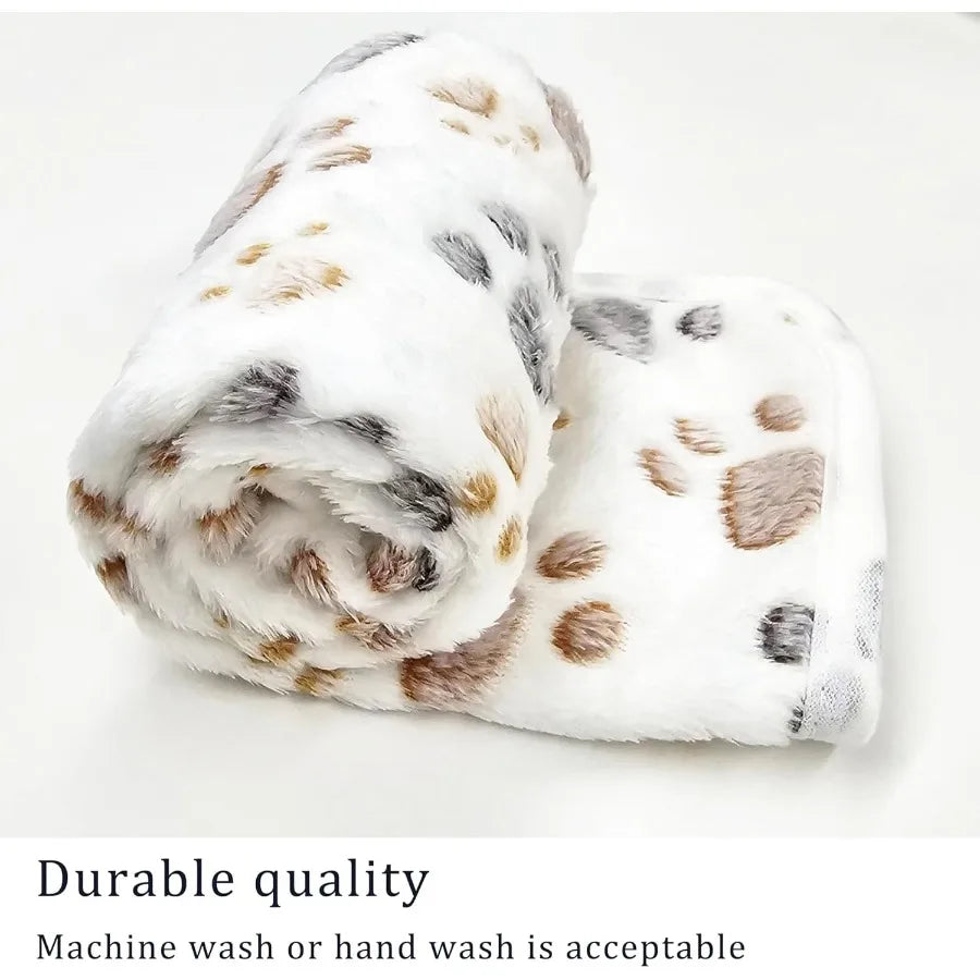 1 Pack 3 Blankets Super Soft Fluffy Premium Fleece Pet Blankets 
Paw Printed Throw for Dog or Cat Small 23x16''