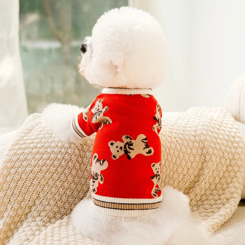 Winter Dog or Cat Knitted Striped Cardigan 
Warm Knitted Sweater