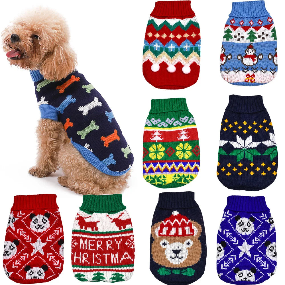 Knitted Puppy Cat Sweater 
Warm Pet Dog Sweater Winter Dog Clothes for Small Medium Dogs
