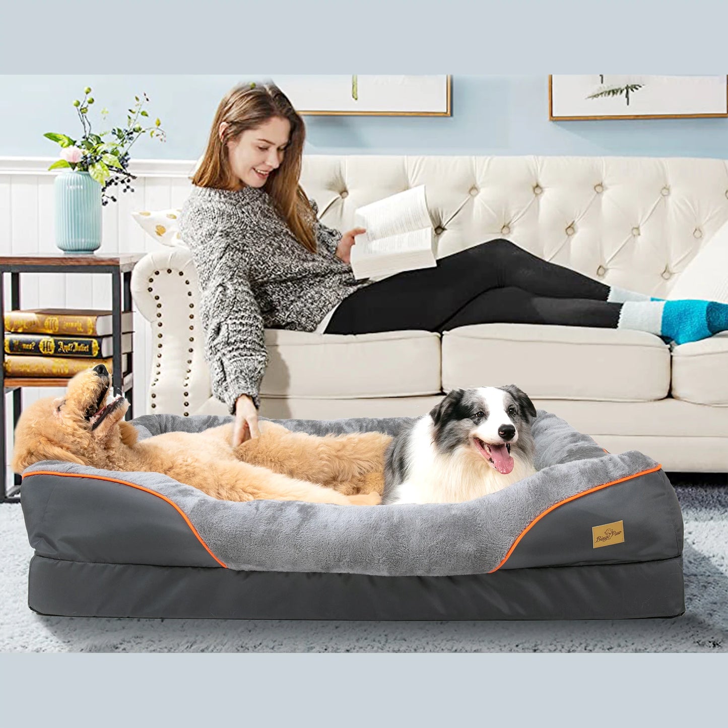 Large Dog Bed. Soft, Comfortable, Anti Allergy.  Warm Fleece.  Removable, Washable Cover. Waterproof.