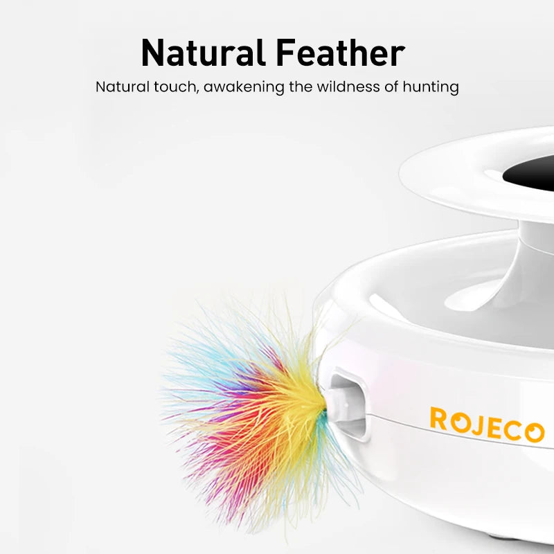 ROJECO 2 in 1 Smart Cat Toys.  Automatic Feather Fun Ball Toy Set For Cats.
5 Modes Electronic Interactive Pet Toy Accessories