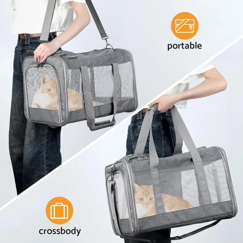 Airline Approved Pet Carrier for Cats Dogs Soft Travel Bag with Breathable Honeycomb Board,Removable Support Board for Pet