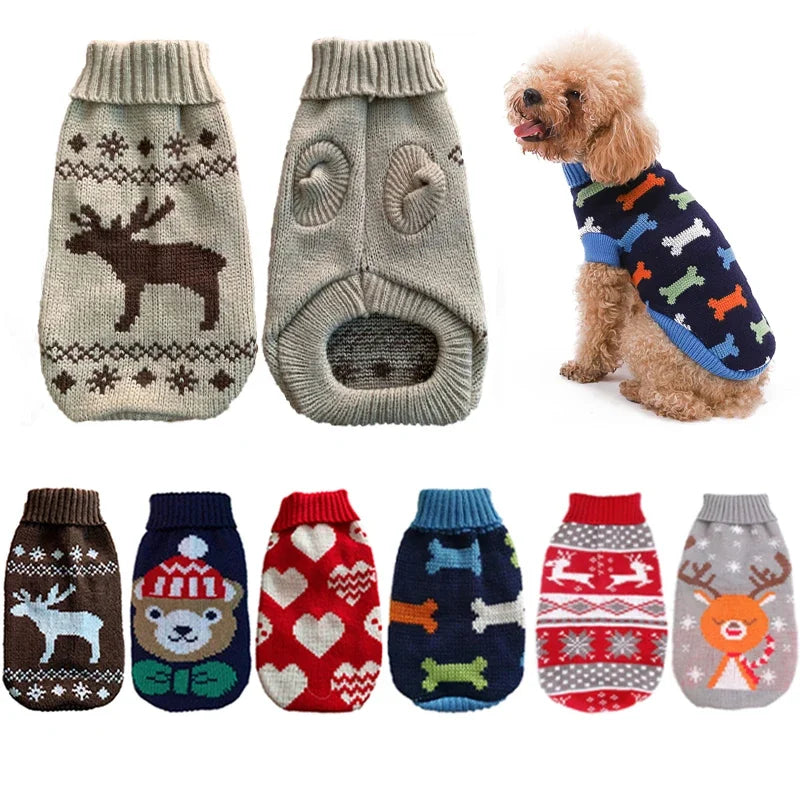 Warm Pet Dog Sweater Winter Dog Clothes for Small Medium Dogs Knitted Puppy Cat Coat