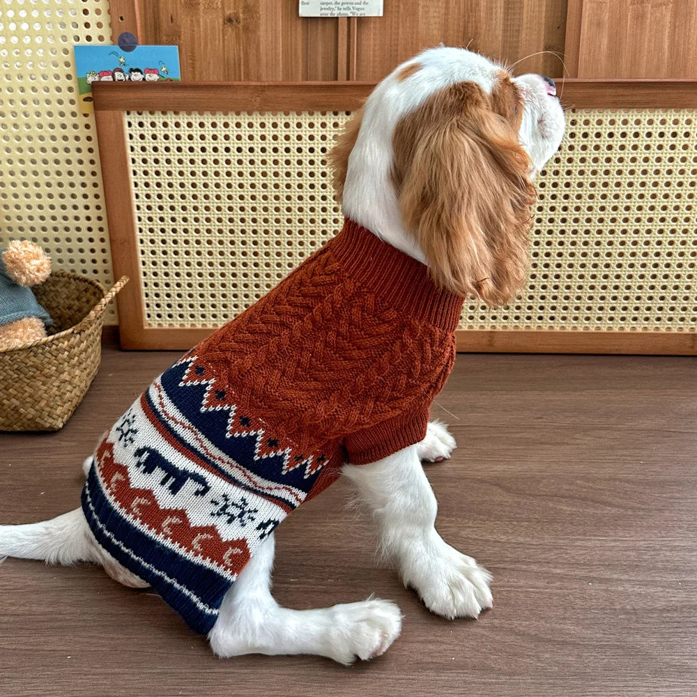 Autumn and Winter Dog Thick Warm Sweater Teddy Pet Dog Clothes Pink Striped Party Outfit Photograph Outdoor Dog Walking Outfit