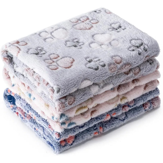 1 Pack 3 Blankets Super Soft Fluffy Premium Fleece Pet Blankets 
Paw Printed Throw for Dog or Cat Small 23x16''