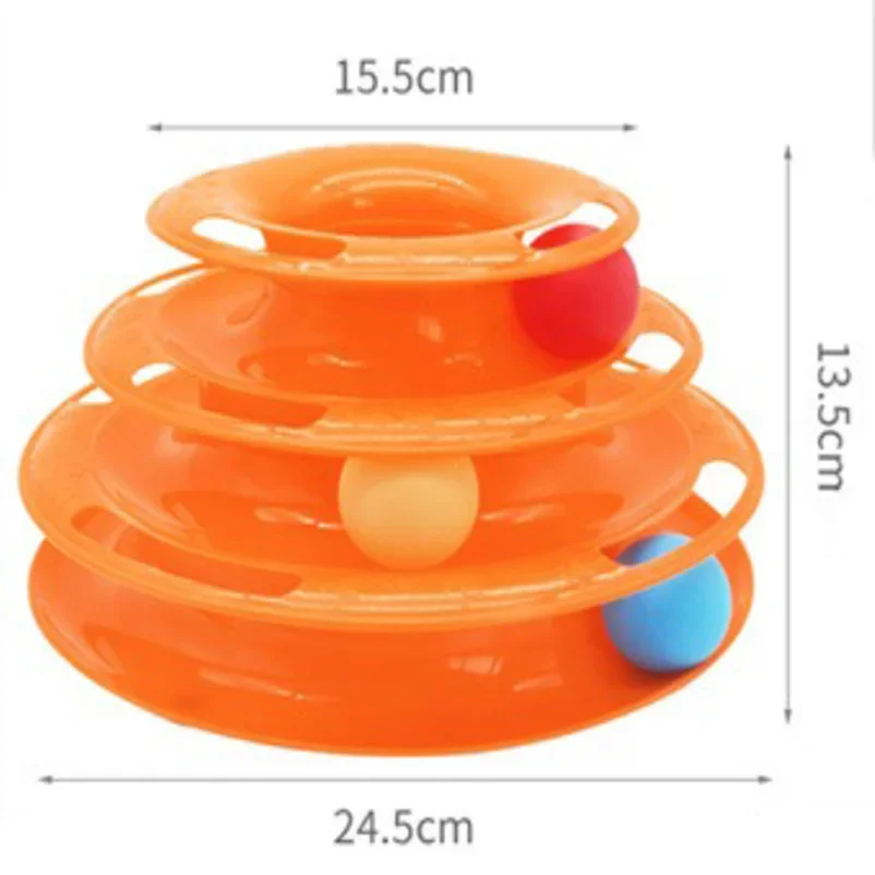 Three-Layer Ball Cat Toy .  Interactive educational track toy cat space tower play