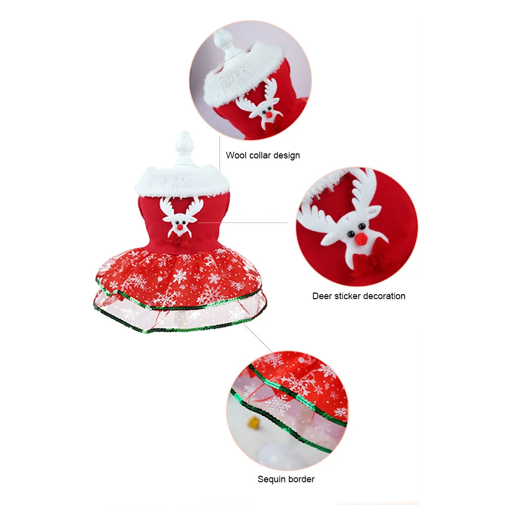 Christmas Bling Dog Dress 
Puppy Holiday Clothes.  Christmas Theme Dog Dress.