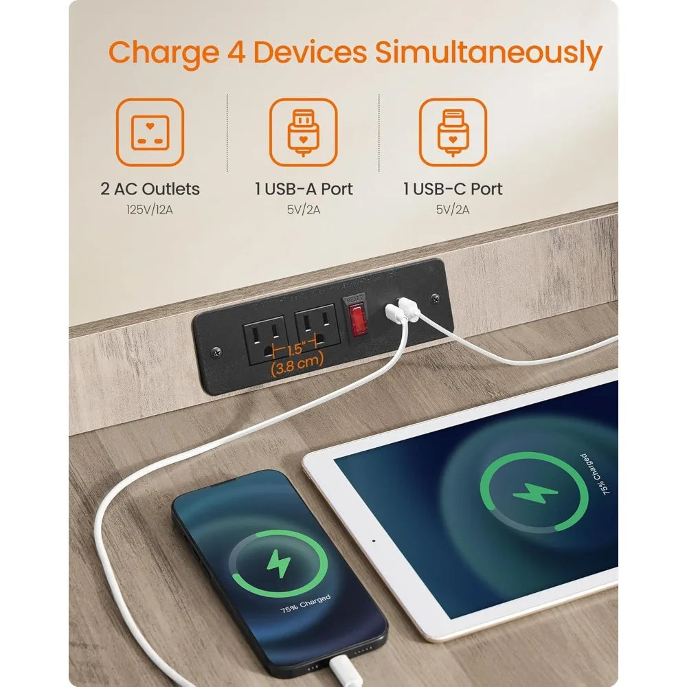 Feandrea Modern Dog Crate Furniture with Charging Station, Kennel Indoor with Flip-up Hidden Acrylic Door, for Small and Medium