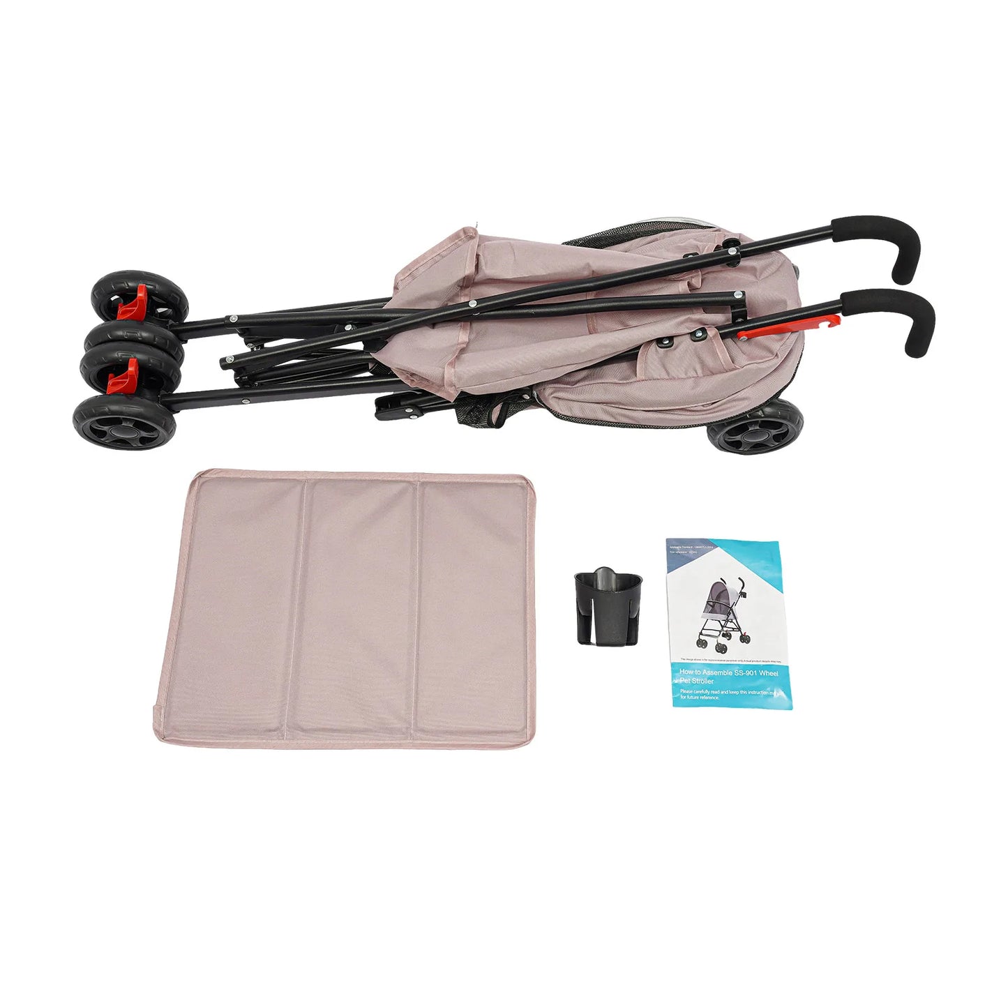 Pet Stroller for Small Dogs or Cats.  Lightweight, Foldable Puppy Stroller with 360° Wheels, Safety Leash, 22lbs Capacity