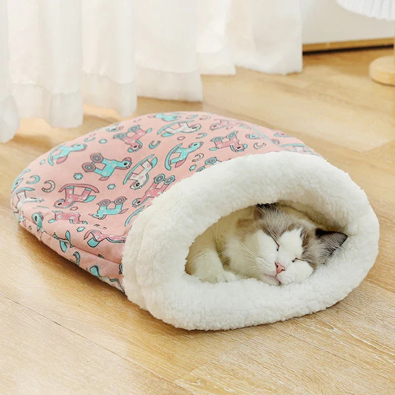 Cat Sleeping Bag Soft winter Fluffy Feel Thickened Pet Pocket Type Quilt Bed Soft Comfortable Warm Nest Pet Supplies