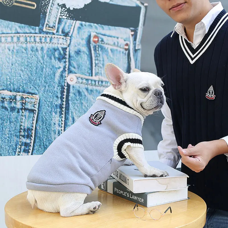College Style Pet Dog Sweater Winter Warm Dog Clothes for Small Medium Dogs Puppy Cat Vest Chihuahua French Bulldog Yorkie Coat
