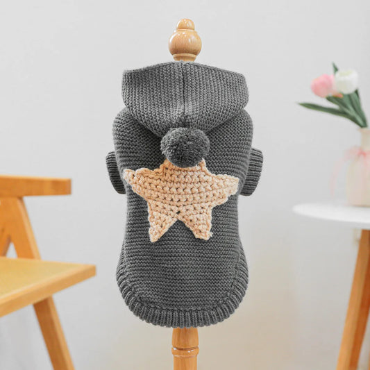 Starfish Hooded Sweater - Dark Gray Pullover Pet Sweater