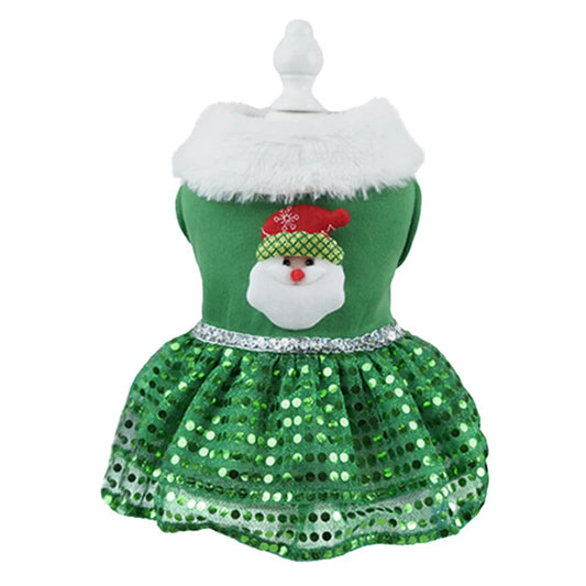 Christmas Bling Dog Dress 
Puppy Holiday Clothes.  Christmas Theme Dog Dress.