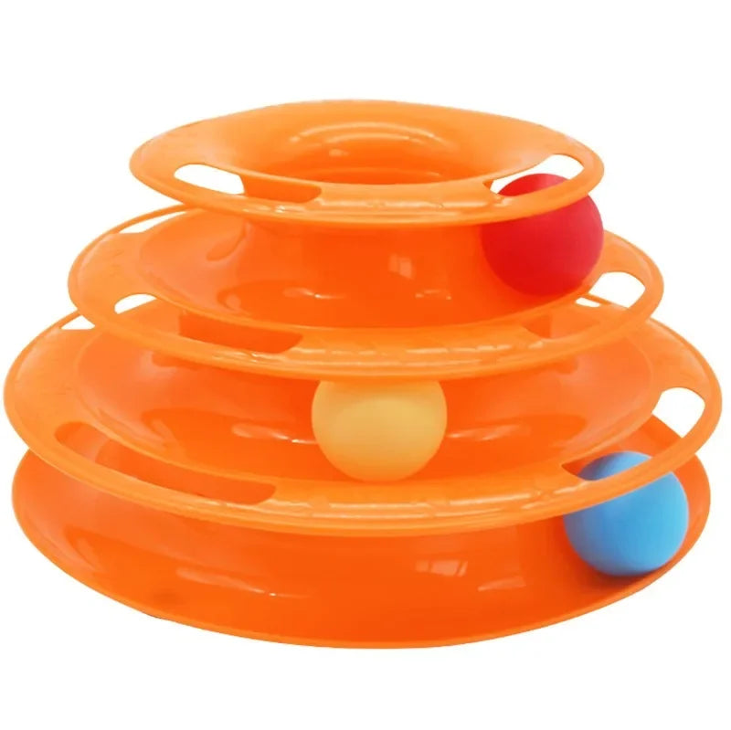 Three-Layer Ball Cat Toy .  Interactive educational track toy cat space tower play
