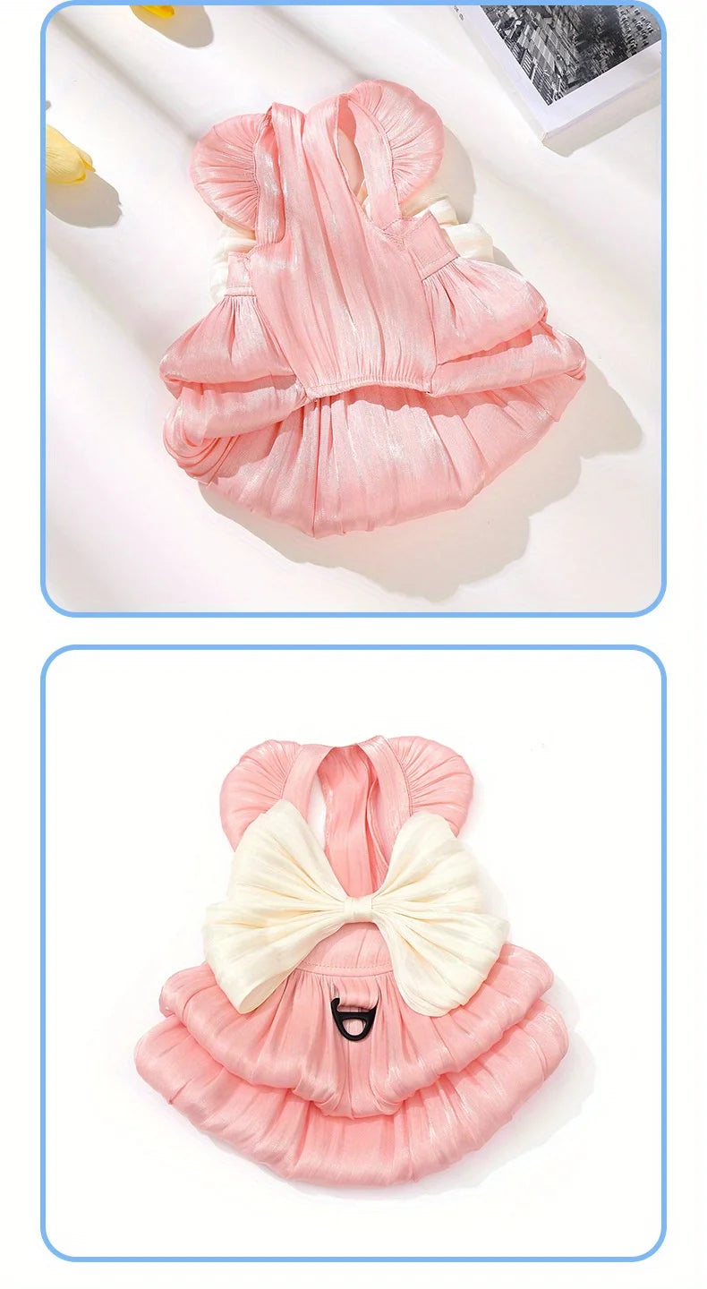 Cotton Summer Pet Dress with Adorable Bow.