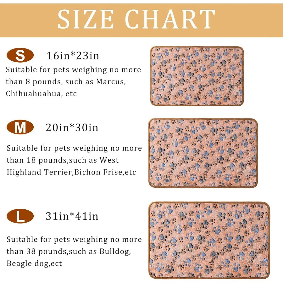 1 Pack 3 Blankets Super Soft Fluffy Premium Fleece Pet Blankets 
Paw Printed Throw for Dog or Cat Small 23x16''