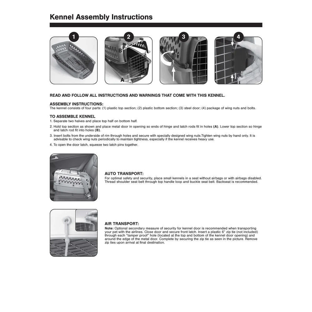 Durable Plastic Dog Kennel Small Medium Pet Carrier Portable Travel Crate Airline Approved Easy Assembly Safe Secure Design