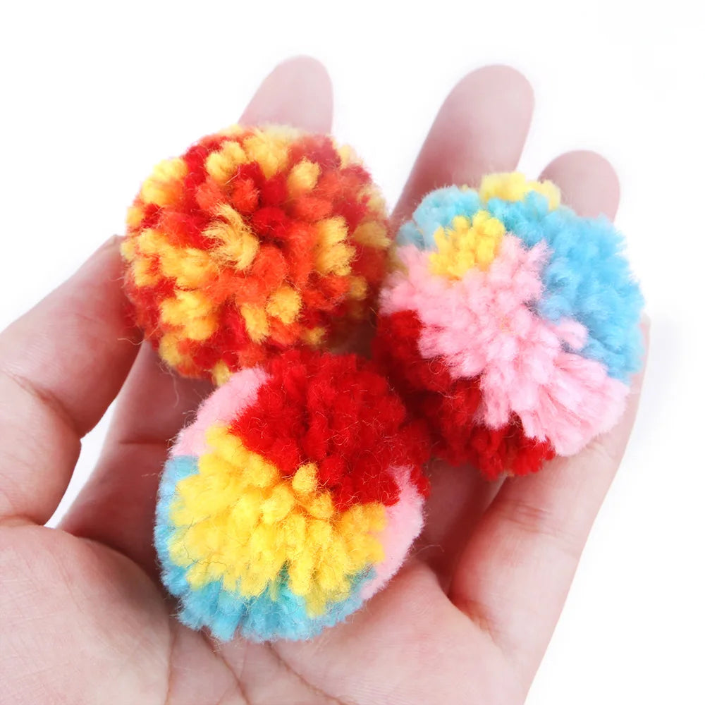 Colorful Woolen Ball Cat Toys.  Boredom Relief for Kittens.  Toy Chasing Indoor Playing Plush Balls Pet Supplies