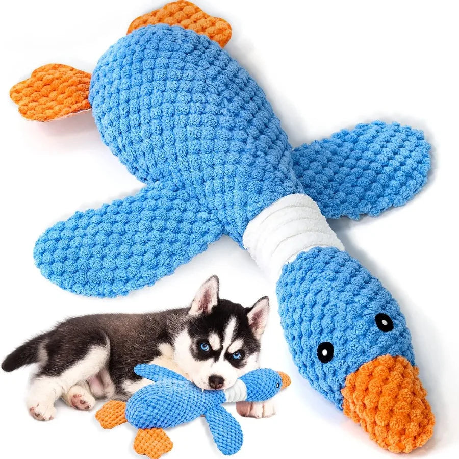 Indestructible Goose Dog Toy for Aggressive Chewers. Small, Medium, or Large Breeds. Crinkle, Squeaky Plush Dog Chew Toy.