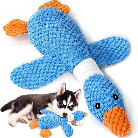 Indestructible Goose Dog Toy for Aggressive Chewers. Small, Medium, or Large Breeds. Crinkle, Squeaky Plush Dog Chew Toy.