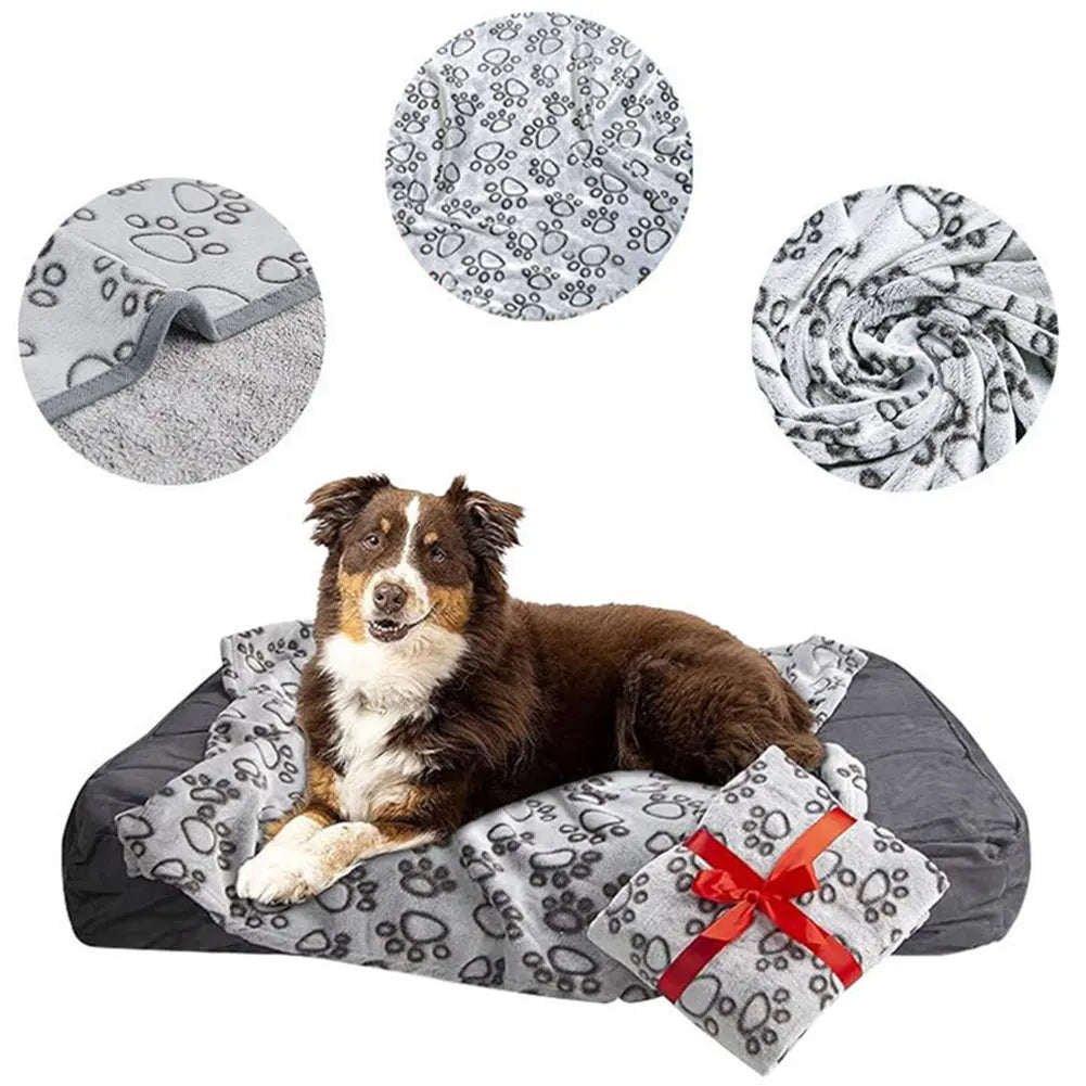 Soft Warm Paw Print Blanket for Dogs or Cats  
Washable Pet Blanket