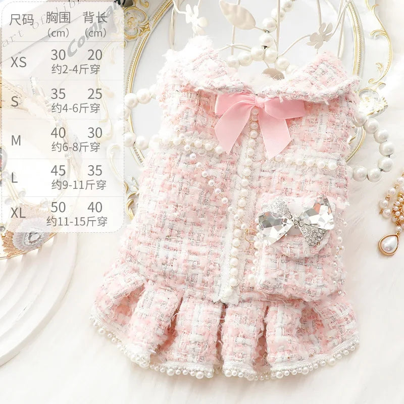 Pink Luxury Fashion Design Winter Dog or Cat Clothes.