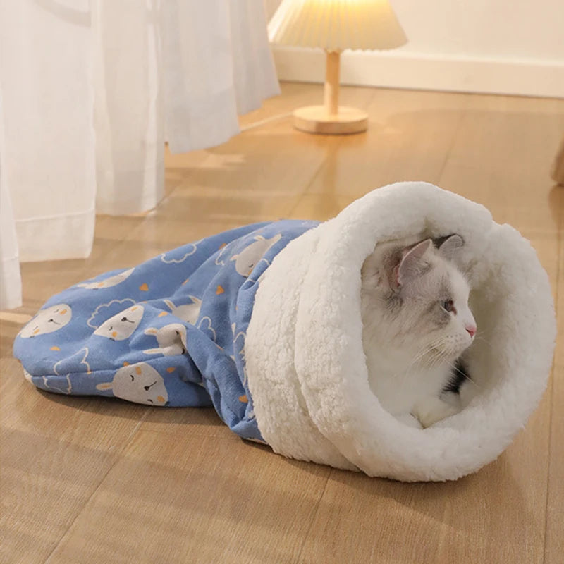 Cat Sleeping Bag Soft winter Fluffy Feel Thickened Pet Pocket Type Quilt Bed Soft Comfortable Warm Nest Pet Supplies