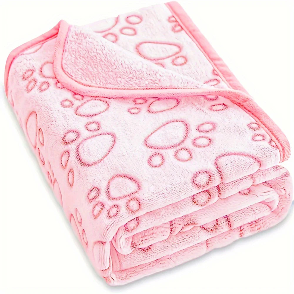 Ultra-Soft Paw Print Blankets - Machine Washable, Cozy Pet Blankets for Indoor & Outdoor Use - Ideal for Small to Large Pets.