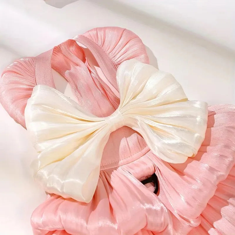 Cotton Summer Pet Dress with Adorable Bow.